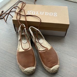 SOLUDOS TAN LEATHER PLATFORM GLADIATOR SANDAL
